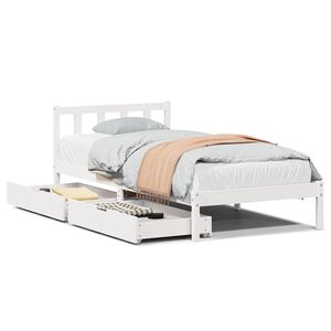 vidaXL Bed Frame without Mattress White 75x190 cm Small Single Solid Wood Pine