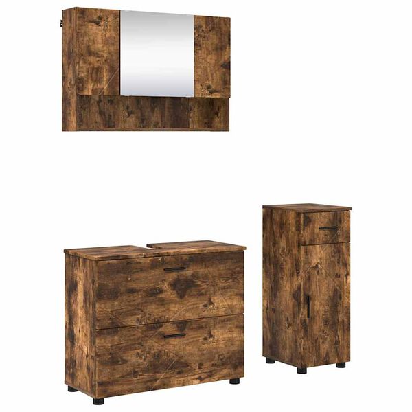 vidaXL Bathroom Furniture Set with Drawer with Shelf 3 pcs Smoked Oak