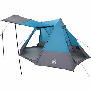 vidaXL Camping Tent 10-Person Waterproof Blue Taffeta