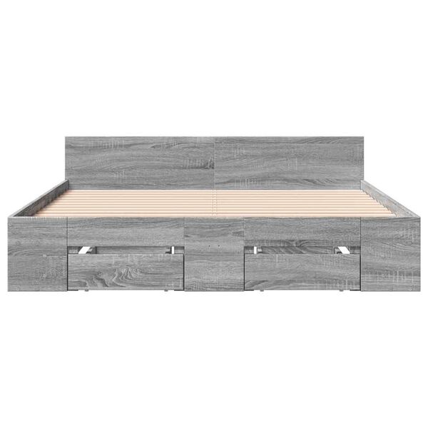vidaXL Bed Frame with Drawers without Mattress Grey Sonoma 120x190 cm Small Double