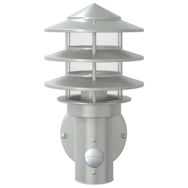 vidaXL Outdoor Wall Light with Sensor Silver Stainless Steel