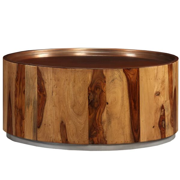 vidaXL Coffee Table Solid Acacia Wood and Steel 68 cm