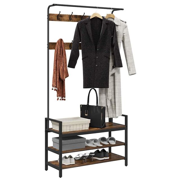 vidaXL Coat Rack Smoked Oak 95 x 34 x 184 cm Engineered wood