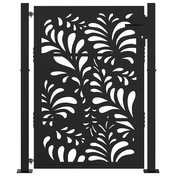 vidaXL Garden Gate Black 100x125 cm Steel Wave Design