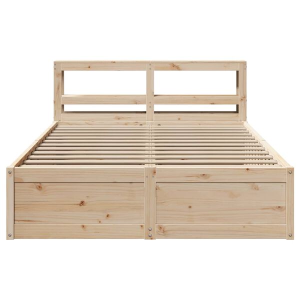 vidaXL Bed Frame with Headboard 160x200 cm Solid Wood Pine