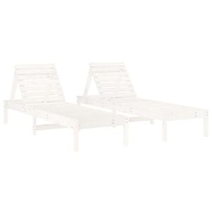 vidaXL Sun Loungers 2 pcs White 199.5x60x74 cm Solid Wood Pine