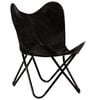 vidaXL Butterfly Chair Black Kids Size Real Leather