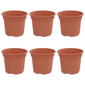 vidaXL Round Flower Pot 6 pcs Brick Red &Oslash; 12.5 x 10 cm Plastic