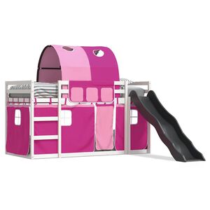 vidaXL Bunk Bed without Mattress with Slide and Curtains Pink 90x200cm