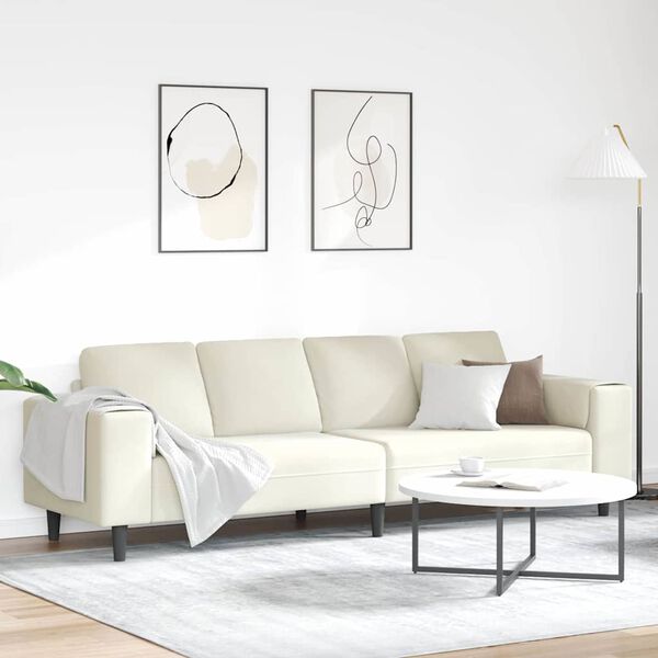 vidaXL Living Room Couch Cream 250 x 77 x 76 cm