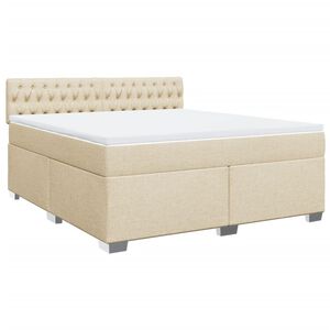 vidaXL Box Spring Bed with Mattress Cream 180x200 cm Fabric