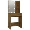 vidaXL LED Dressing Table with Cabinet Smoked Oak Engineered Wood