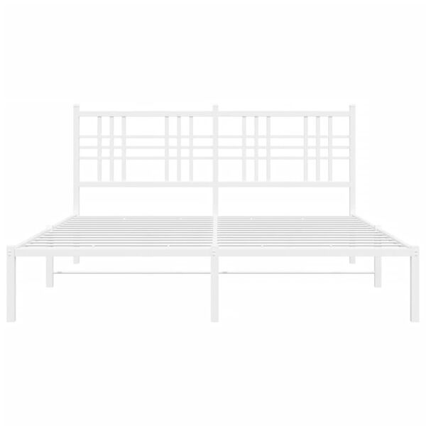 vidaXL Metal Bed Frame without Mattress with Headboard White 150x200cm