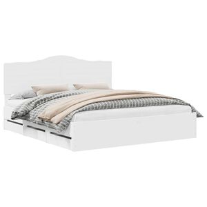 vidaXL Bed Frame with Drawer White 200 x 200 cm Engineer Wood