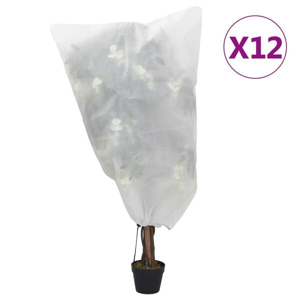 vidaXL Plant Fleece Covers with Drawstring 12 pcs 70 g/m&sup2; 0.8x1.2 m