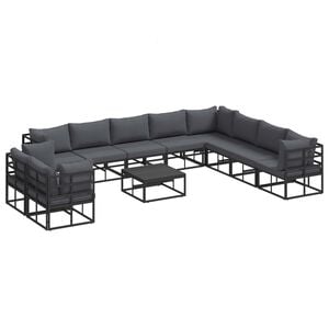 vidaXL Garden Sofa Set 11 pcs Black Aluminium
