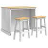 vidaXL Kitchen Island Set 3 pcs White and Honey Wax 112 x 77 x 91.5 cm