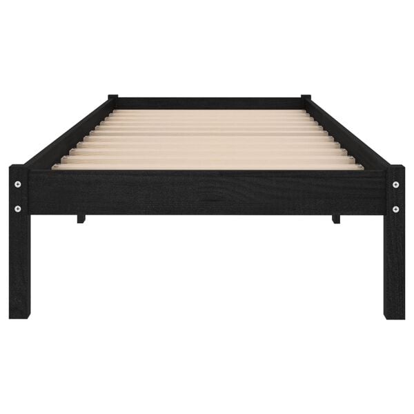 vidaXL Bed Frame without Mattress Black Solid Wood 100x200 cm