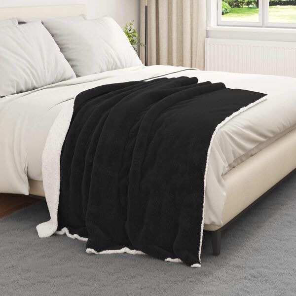 vidaXL Throw Blanket Black 130 x 150 cm Fleece