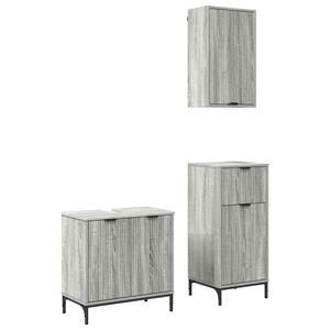 vidaXL Bathroom Furniture Set 3 pcs Grey sonoma Engineered wood