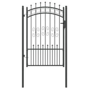 vidaXL Fence Gate with Spear Top Black 103x150 cm Powder-coated Steel