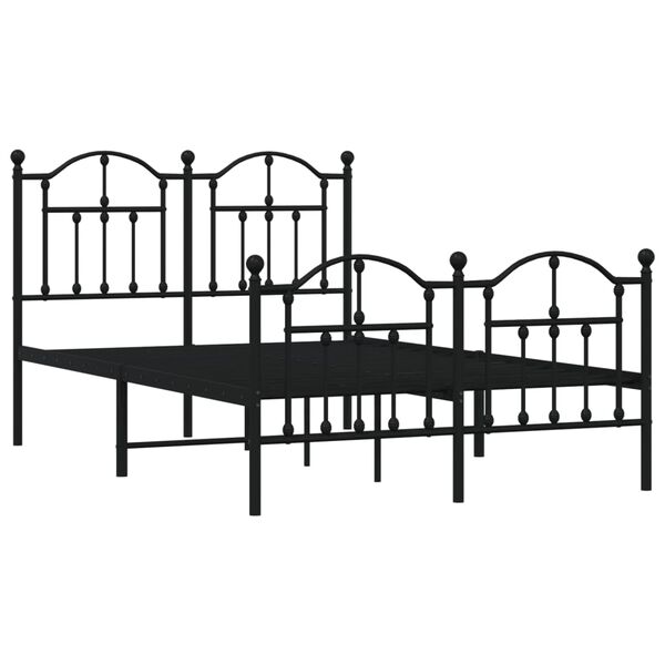vidaXL Metal Bed Frame without Mattress with Footboard Black 120x190cm