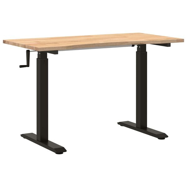 vidaXL Desk with Storage Black and Natural 120 x 60 cm Solid Oak Wood