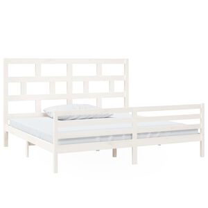 vidaXL Bed Frame without Mattress White Solid Wood 200x200 cm (810451+814215)