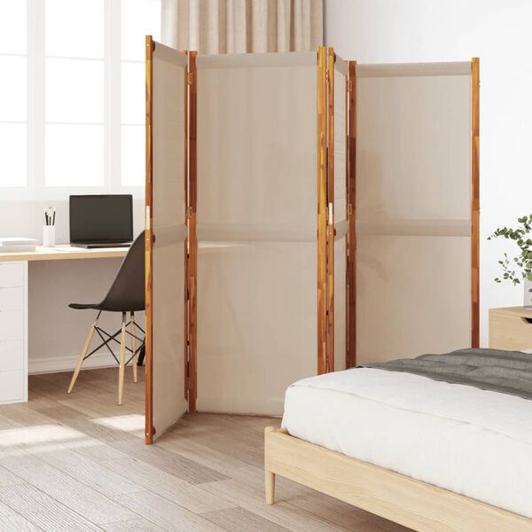 vidaXL 4-Panel Room Divider Taupe 280x180 cm