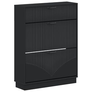 vidaXL Shoe Cabinet HOORN 78 x 24 x 100 cm Engineered Wood Black