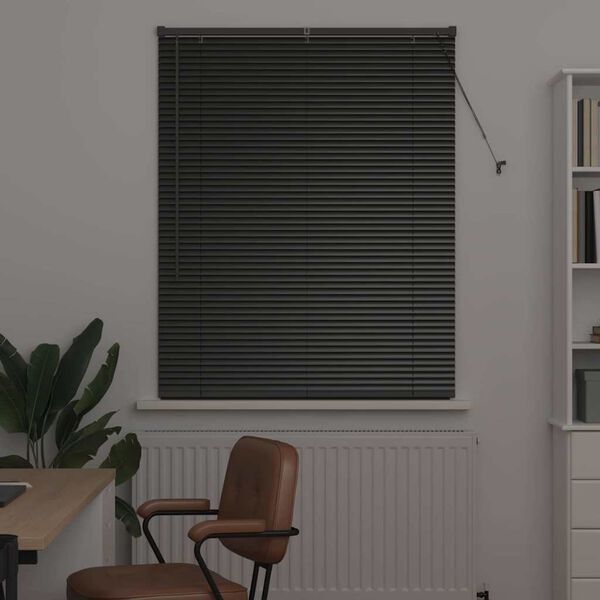 vidaXL Venetian Blinds Height Adjustable Black 130 x 100 cm Aluminium