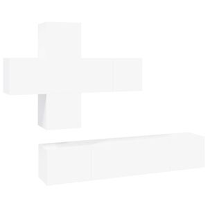 vidaXL 7 Piece TV Cabinet Set White Engineered Wood