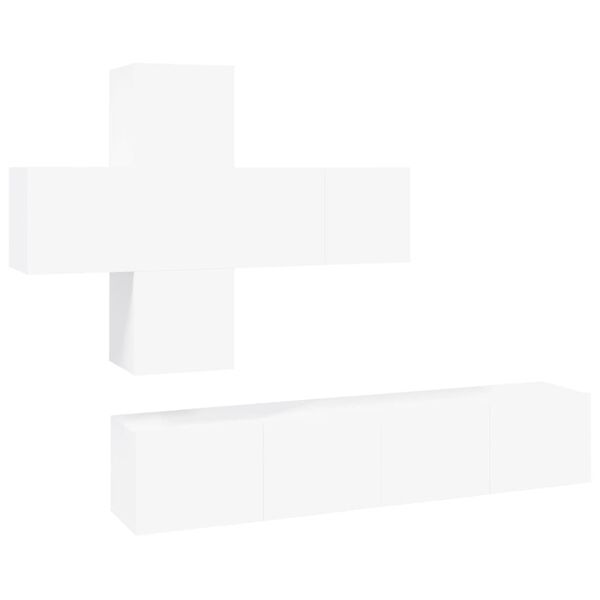 vidaXL 7 Piece TV Cabinet Set White Engineered Wood