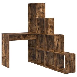 vidaXL Corner Desk Smoked Oak 101.5 x 149.5 x 149.5 cm Engineered Wood