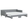 vidaXL Daybed with Trundle and Mattresses Light Grey 90x190 cm Fabric