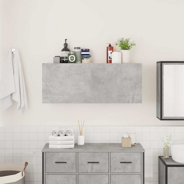 vidaXL Bathroom Wall Cabinet Concrete Grey 100x25x40 cm Engineered Wood