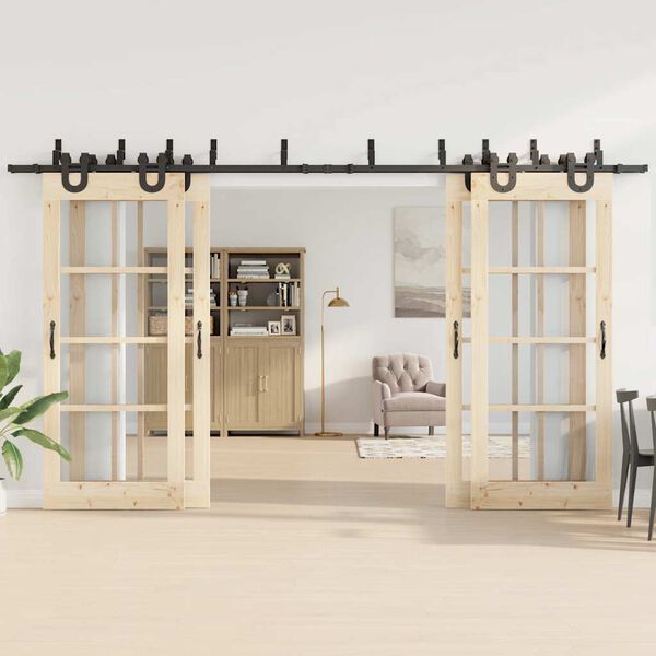 vidaXL Sliding Door Hardware Kit 400 cm Steel Black