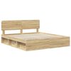 vidaXL Bed Frame with Headboard Sonoma 200 x 200 cm Solid Pine Wood