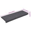 vidaXL Stair Mats 15 pcs 65x21x4 cm Dark Grey Rectangular Edge