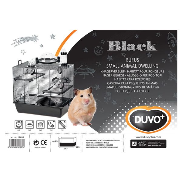 Duvoplus Rodent Cage with Accessories Black Rufus 50x33x44.5 cm Black