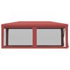 vidaXL Party Tent with 6 Mesh Sidewalls Red 3x6 m HDPE