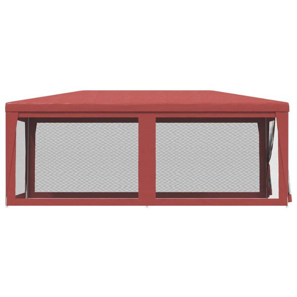 vidaXL Party Tent with 6 Mesh Sidewalls Red 3x6 m HDPE