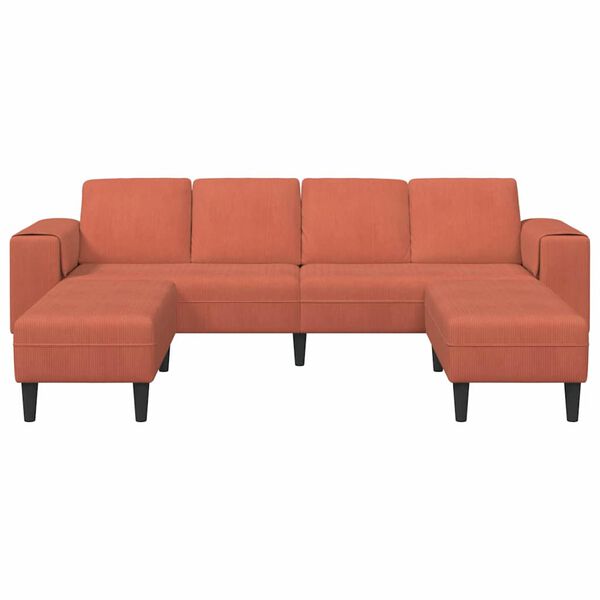 vidaXL Fabric Sofa with Cushion Red Orange 208 cm Corduroy fabric