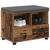 vidaXL Hall Bench with Cushion with Drawer Old Wood 60 x 38 x 46 cm