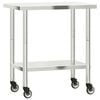 vidaXL Kitchen Work Table with Wheels 82,5x55x85 cm Stainless Steel