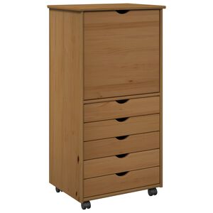vidaXL Rolling Cabinet Honey Brown 53 x 39 x 103 cm Solid Pine Wood