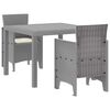 vidaXL Garden Dining Set 3 pcs Light Grey Polypropylene
