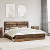 vidaXL Bed Frame with Headboard Old Wood 200 x 200 cm Solid Pine Wood