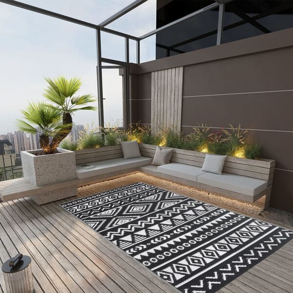 vidaXL Outdoor Rug ARAKIL Black 160x230 cm PP