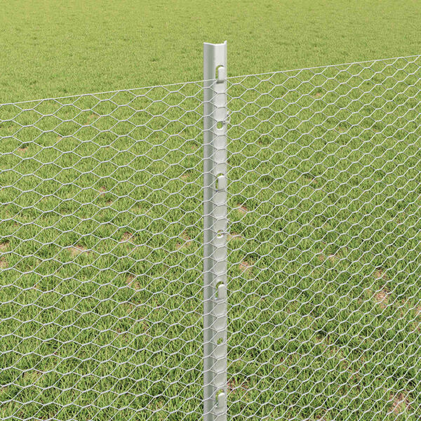 vidaXL Fence with Post Silver 0.8 x 50 m Steel
